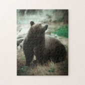 Wild Brown Grizzly Beer Forest Natuur Scenery Uitz Legpuzzel (Verticaal)