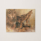 Wild Brown Howling Wolves Legpuzzel (Horizontaal)