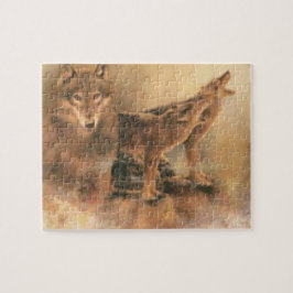 Wild Brown Howling Wolves Legpuzzel