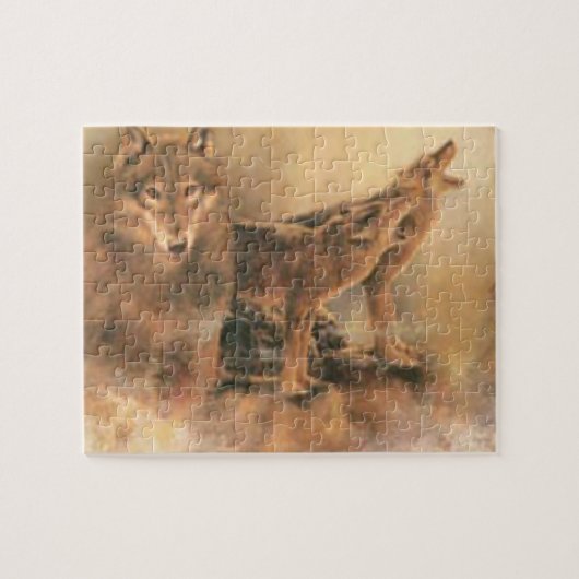 Wild Brown Howling Wolves Legpuzzel (Horizontaal)