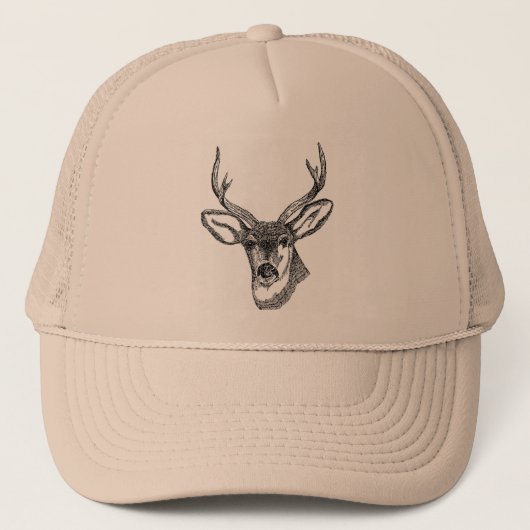 Wild Buck Deer Drawing Trucker Pet (Voorkant)