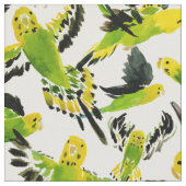 WILD BUDGIES Green Parakeets Stof (Close Up)