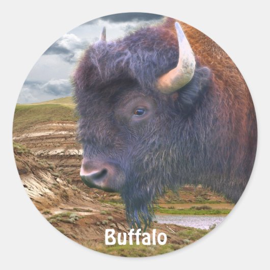 Wild Buffalo en Badlands Bison-Lover Art Stickers (Voorkant)