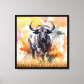 Wild Buffalo Waterverf Wall Art 32"x32" Canvas Afdruk (Voorkant)