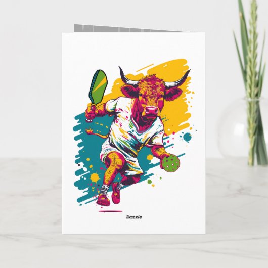 Wild Bull Pickleball Feestdagen Kaart (Achterkant)