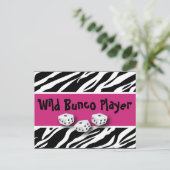 WIld Bunco Player zebra Animal Print Briefkaart (Staand voorkant)