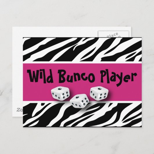 WIld Bunco Player zebra Animal Print Briefkaart (Voorkant / Achterkant)