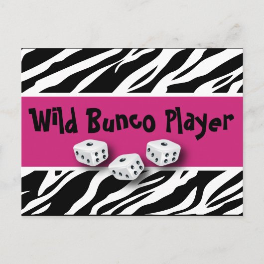 WIld Bunco Player zebra Animal Print Briefkaart (Voorkant)