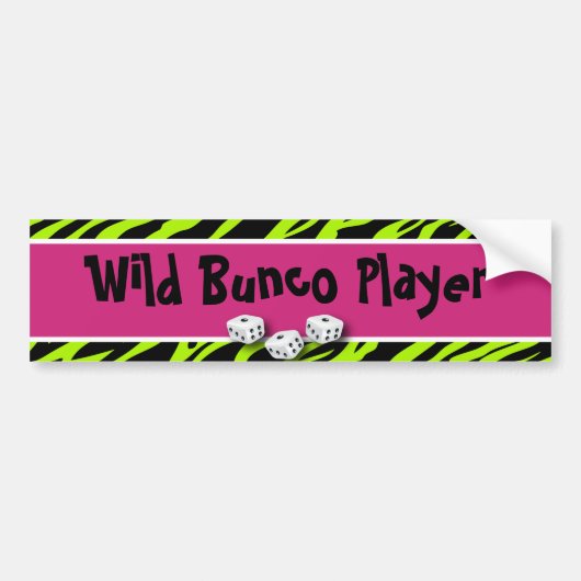 WIld Bunco Player zebra Animal Print Bumpersticker (Voorkant)