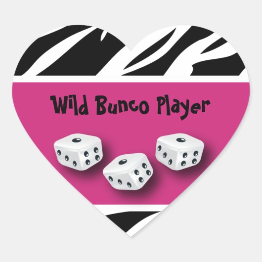 WIld Bunco Player zebra Animal Print Hart Sticker (Voorkant)
