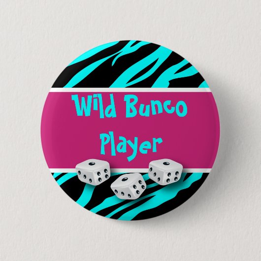 WIld Bunco Player zebra Animal Print Ronde Button 5,7 Cm (Voorkant)