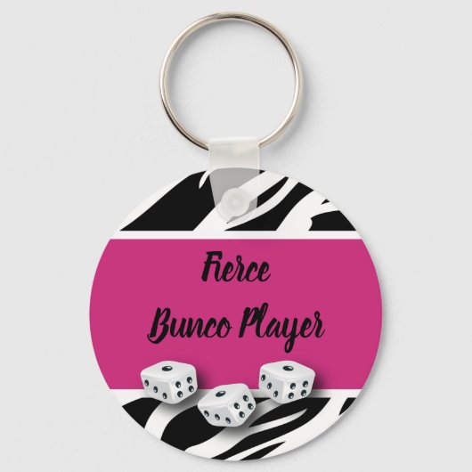 WIld Bunco Player zebra Animal Print Sleutelhanger (Voorkant)