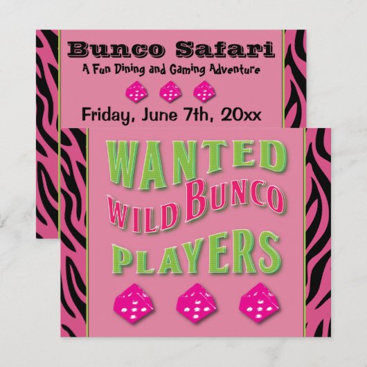 Wild Bunco Players Uitnodiging (Voorkant / Achterkant)