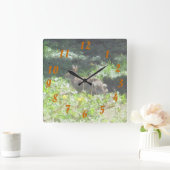 Wild Bunny Clock Vierkante Klok (Huis)