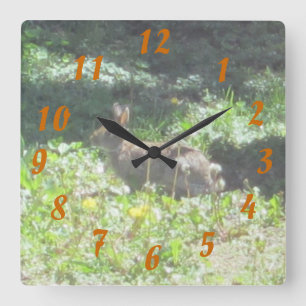 Wild Bunny Clock Vierkante Klok
