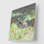 Wild Bunny Clock Vierkante Klok (Hoek)