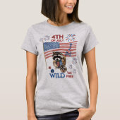 Wild but Free" Wasbeer moeder & Baby 4 juli T-shirt (Voorkant)
