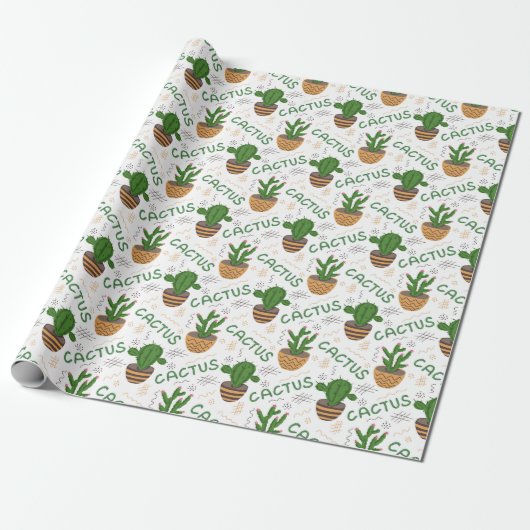 Wild Cactus Pattern Cadeaupapier (Uitgerold)