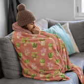 Wild Cactus Pattern Fleece Deken