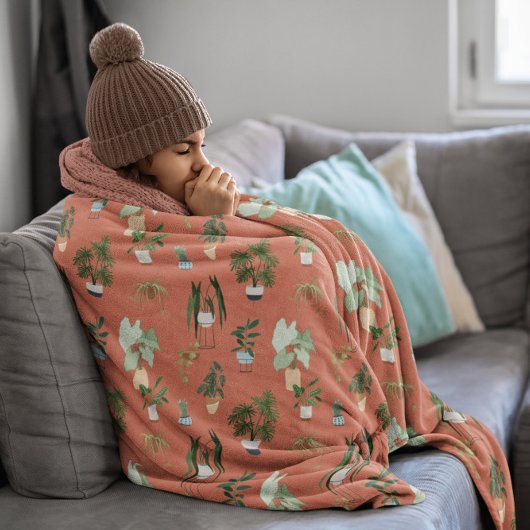 Wild Cactus Pattern Fleece Deken