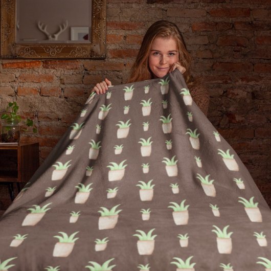 Wild Cactus Pattern Fleece Deken