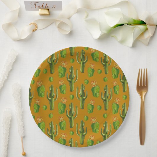 Wild Cactus Pattern Papieren Bordje (Huwelijk)