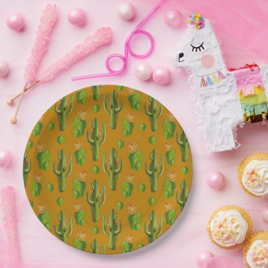 Wild Cactus Pattern Papieren Bordje (Feest)