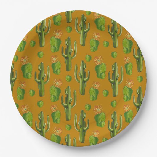 Wild Cactus Pattern Papieren Bordje (Voorkant)