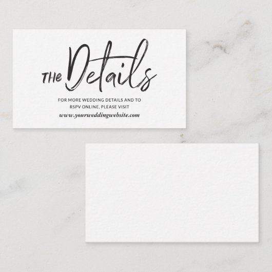 Wild Calligraphy Wedding Website Enclosure Card Informatiekaartje (Voorkant / Achterkant)