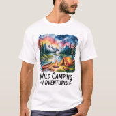 Wild Camping Adventures Waterverf Design T-shirt (Voorkant)