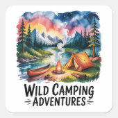 Wild Camping Adventures Waterverf Design Vierkante Sticker (Voorkant)