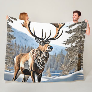 Wild Canadees rendierontwerp Fleece Deken