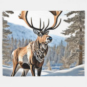 Wild Canadees rendierontwerp Fleece Deken (Voorkant (Horizontaal))