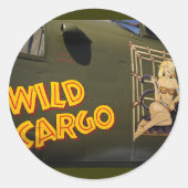 'Wild Cargo' neuskunst Ronde Sticker (Voorkant)