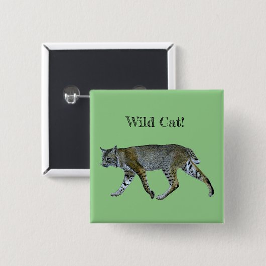 Wild Cat Bobcat Vierkante Button 5,1 Cm (Voorkant /achterkant)
