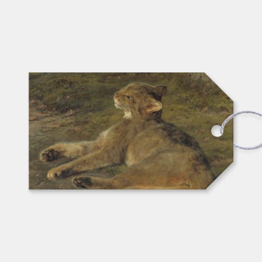 Wild Cat (door Rosa Bonheur) Cadeaulabel (Voorkant (Horizontaal))