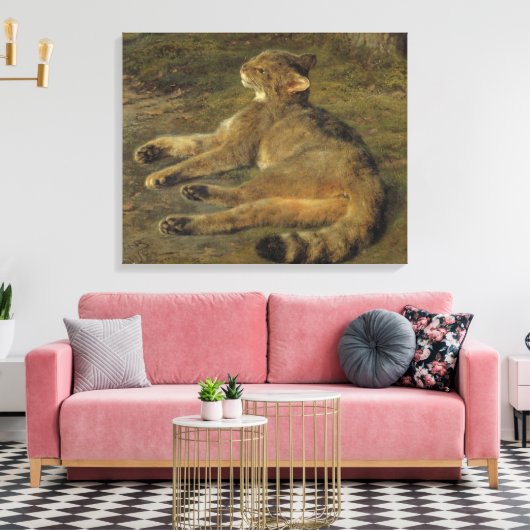 Wild Cat (door Rosa Bonheur) Canvas Afdruk (Insitu (Woonkamer))