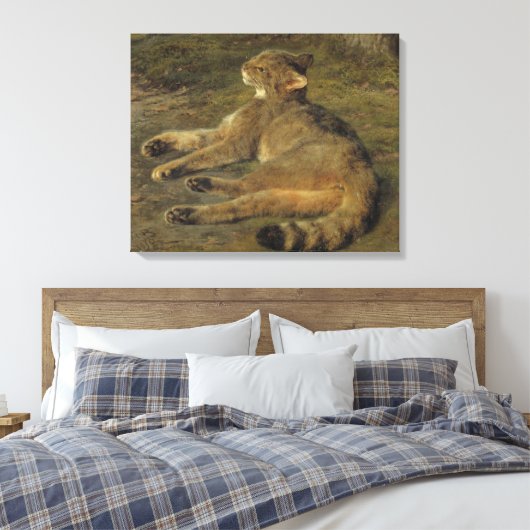 Wild Cat (door Rosa Bonheur) Canvas Afdruk (Insitu (Slaapkamer))