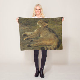 Wild Cat (door Rosa Bonheur) Fleece Deken
