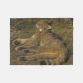 Wild Cat (door Rosa Bonheur) Fleece Deken (Voorkant (Horizontaal))