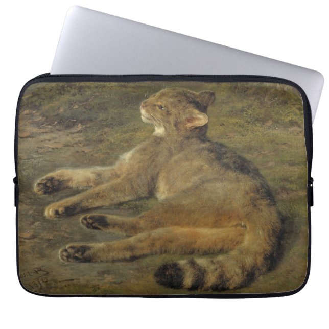 Wild Cat (door Rosa Bonheur) Laptop Sleeve (Voorkant)