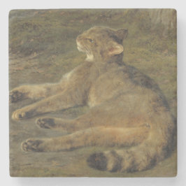 Wild Cat (door Rosa Bonheur) Stenen Onderzetter