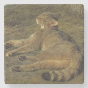 Wild Cat (door Rosa Bonheur) Stenen Onderzetter