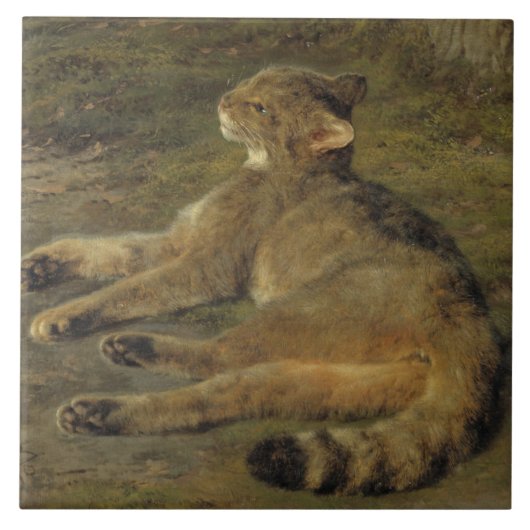 Wild Cat (door Rosa Bonheur) Tegeltje (Voorkant)