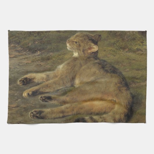 Wild Cat (door Rosa Bonheur) Theedoek (Horizontaal)