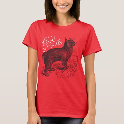 Wild Cat Euraziatische Lynx Vrouwen Mannen Rood T-shirt (Voorkant)