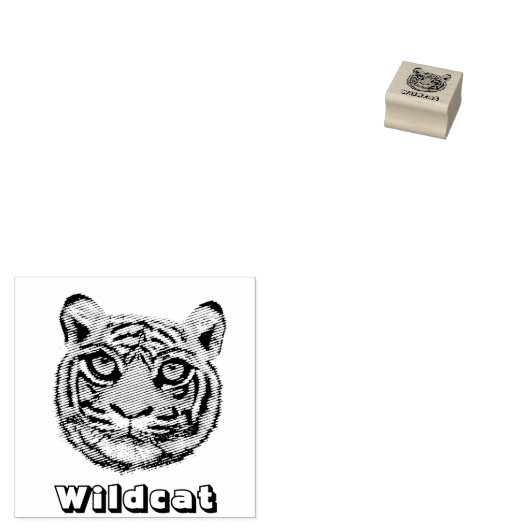 Wild Cat Face Rubberstempel (Gestempeld)
