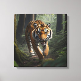Wild Cat in Golden Forest Canvas Afdruk