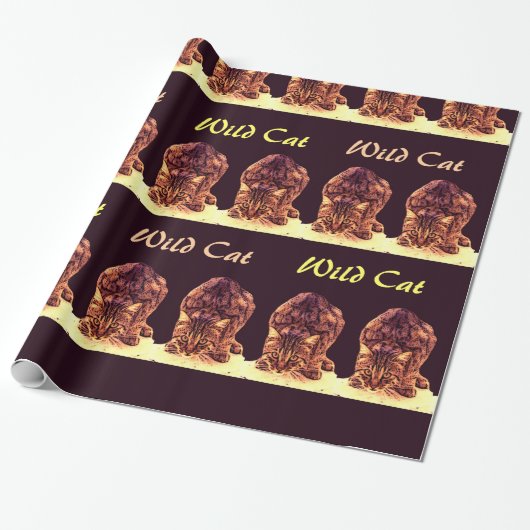 WILD CAT KITTEN CADEAUPAPIER (Uitgerold)