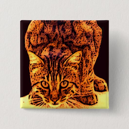 WILD CAT KITTEN VIERKANTE BUTTON 5,1 CM (Voorkant)